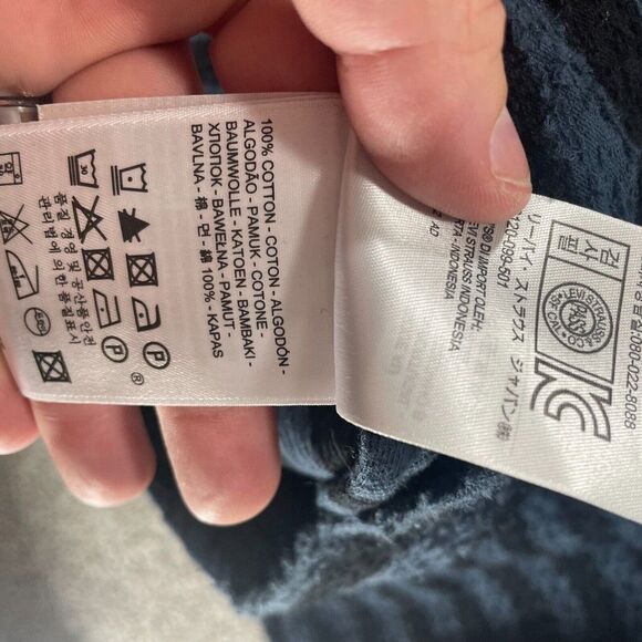 Levis Sweater Mens Extra Large Blue Black Striped Pullover Casual Cotton Logo - Picture 10 of 12